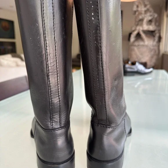 Prada Black Leather Knee-High Boots